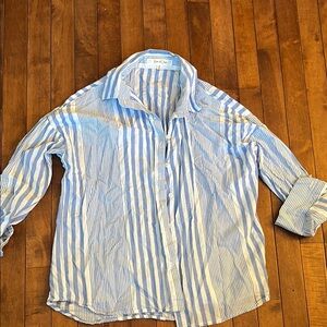 Eden & Olivia Blue and White Striped Button Down Shirt